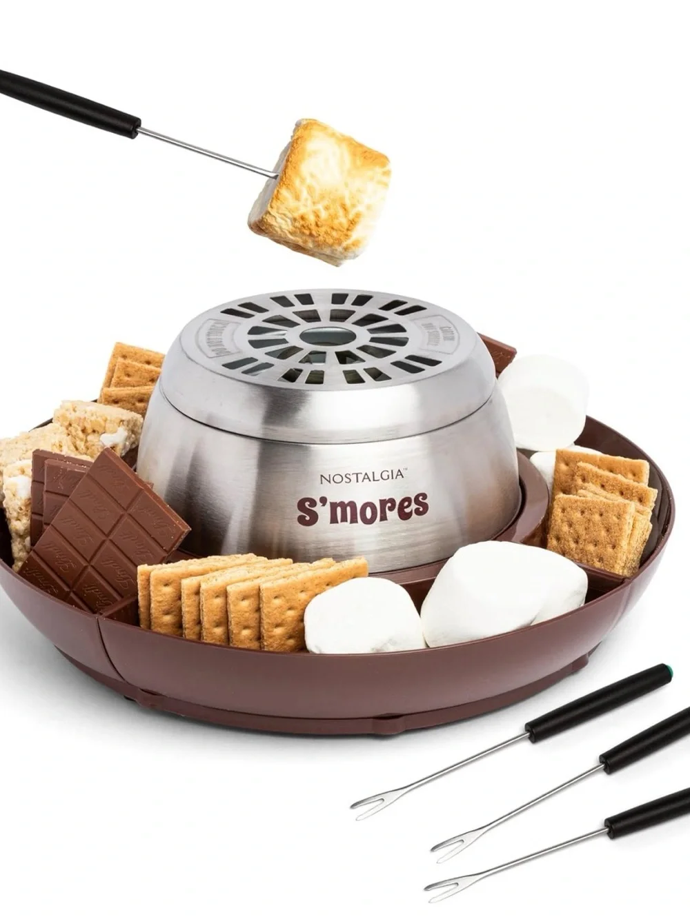 Nostalgia Electric S'mores Maker in Brown and Silver